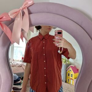 Oversized Red and Yellow Plaid Button Up Shirt Size XL